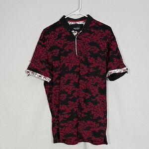EUC Maceoo Polo Mozartlntrigued Red Baroque With Monkey Print Men's Size Large
